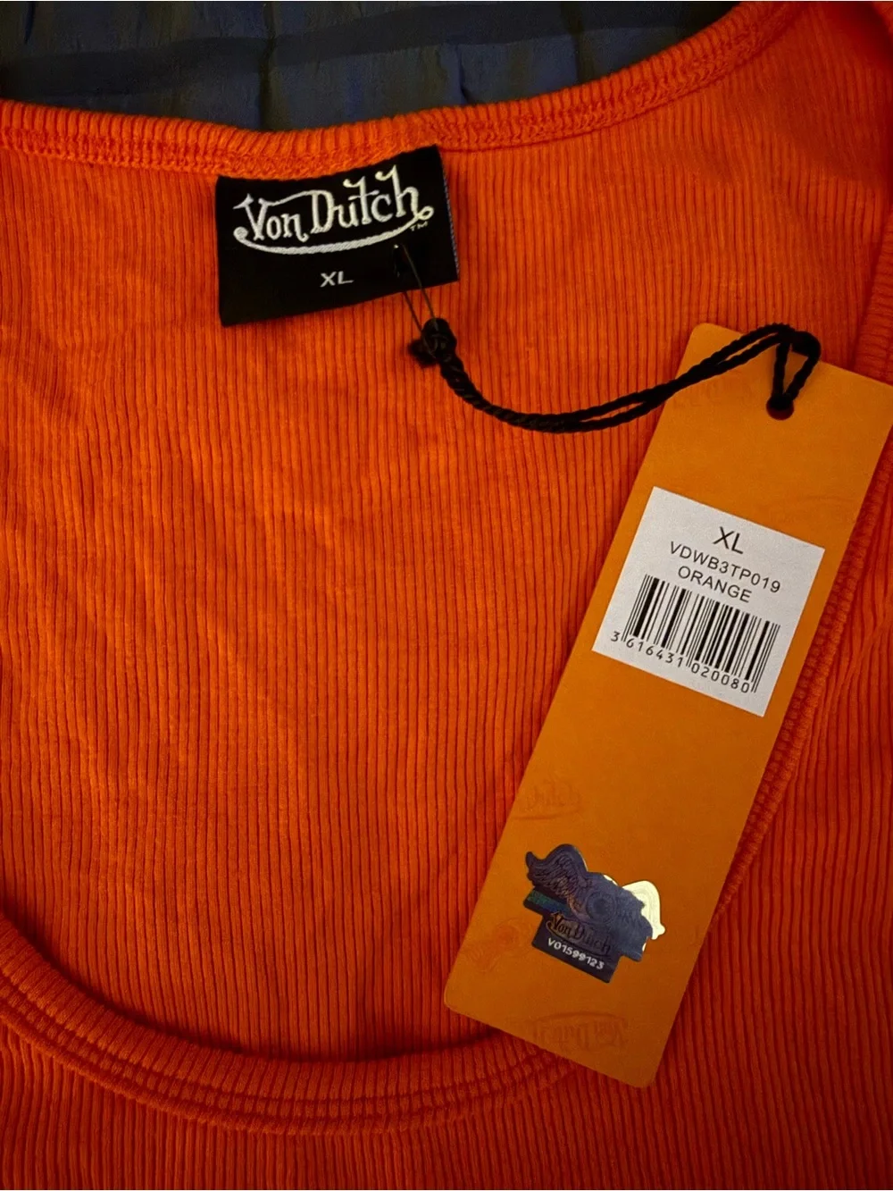 Von Dutch Orange Tank with Red Logo
